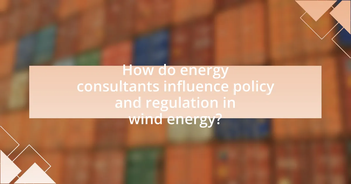 How do energy consultants influence policy and regulation in wind energy?